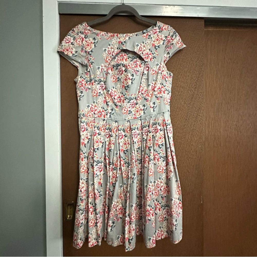 Lauren Conrad Floral Womens Dress in Gray and Pink